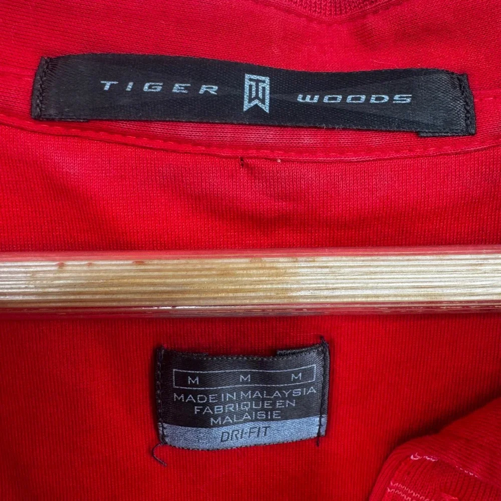 Nike Tiger Woods Collection Red‎ Striped Dri-FIT Golf Polo Shirt Mens Medium